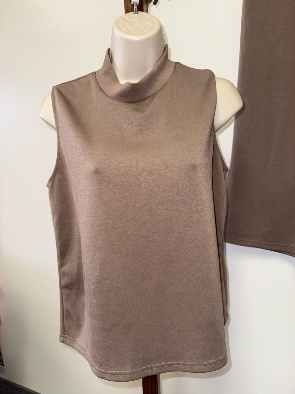 Sampeel (Medium) Brown 2 Piece Set - Sleeveless High Neck Top & Cropped Pants - Picture 3 of 8